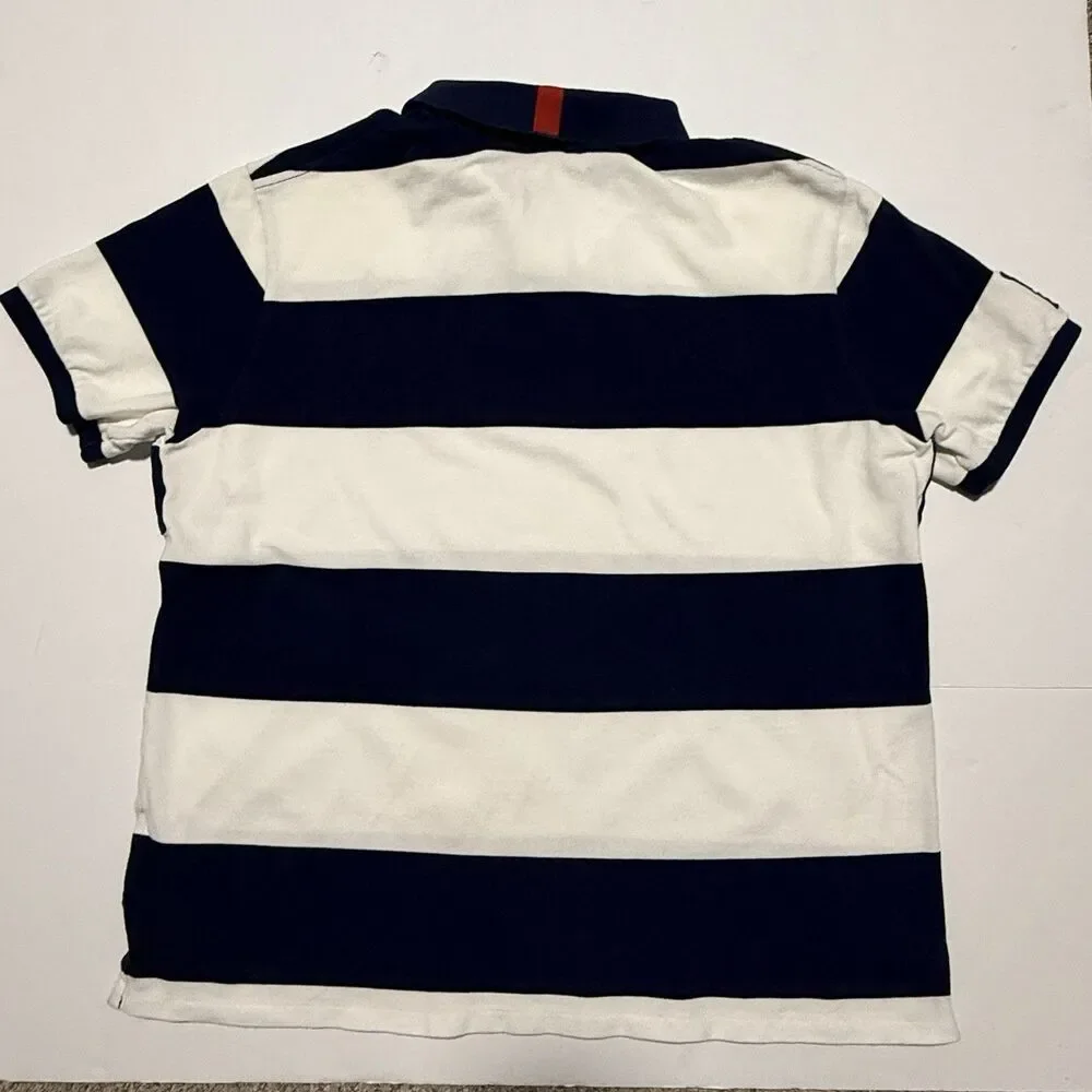 Polo Ralph Lauren Big Pony USA Flag Rugby Shirt Men’s XXL Custom Fit Blue White